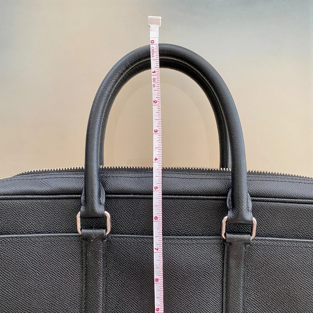 COACH - Black Saffiano Leather Metropolitan Slim Messenger Bag Briefcase GENUINE